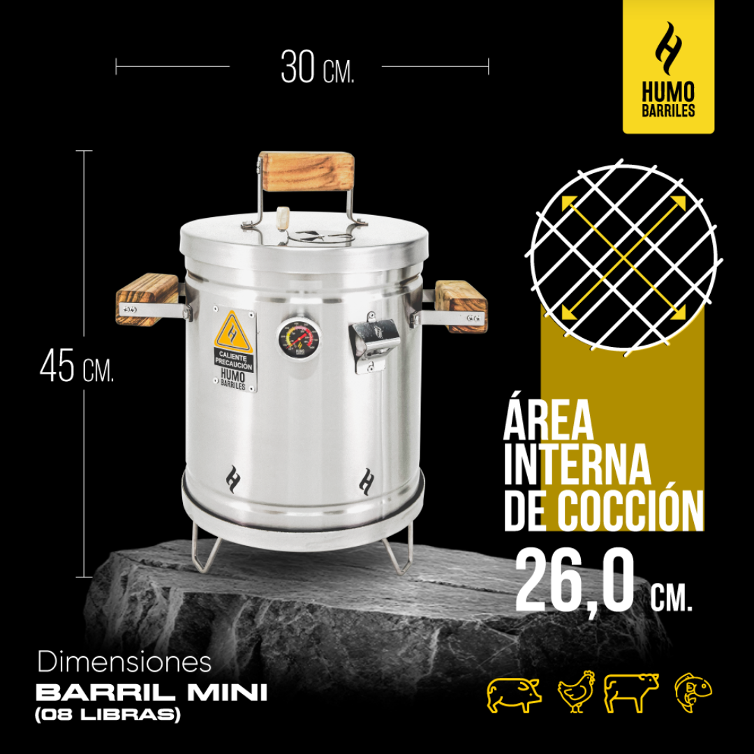 medidas de barril asador de 8 libras