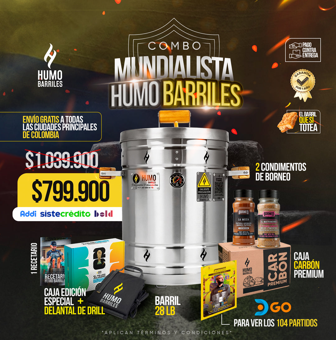Barril asador premium en combo edición especial mundial de fútbol 2026