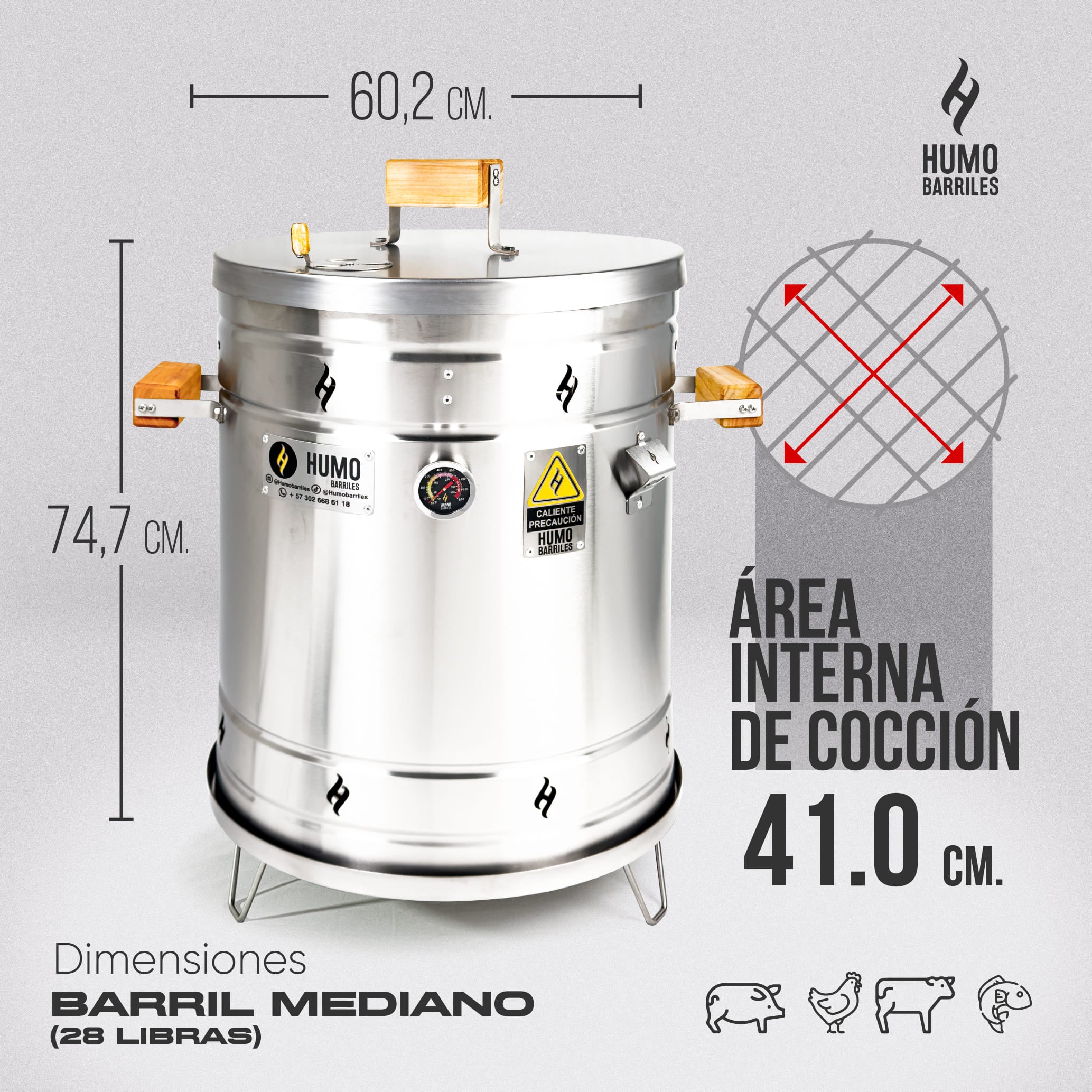 Combo Barril Asador 28 Lb para Papá