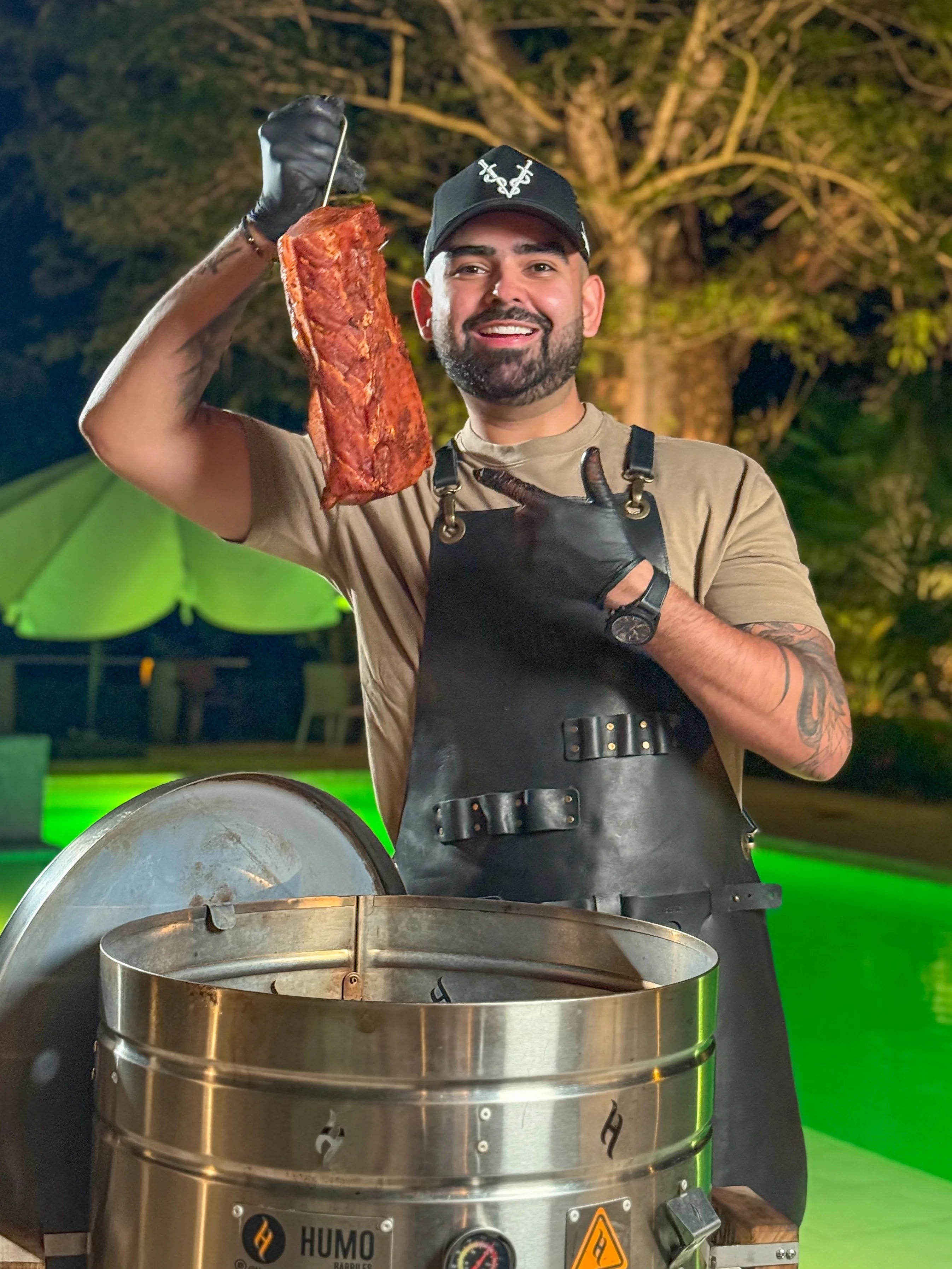 Barril Asador Ahumador Grande 38 Lb Hasta 65 Personas + Carbón, Condimento Grande y Desengrasante de Regalo