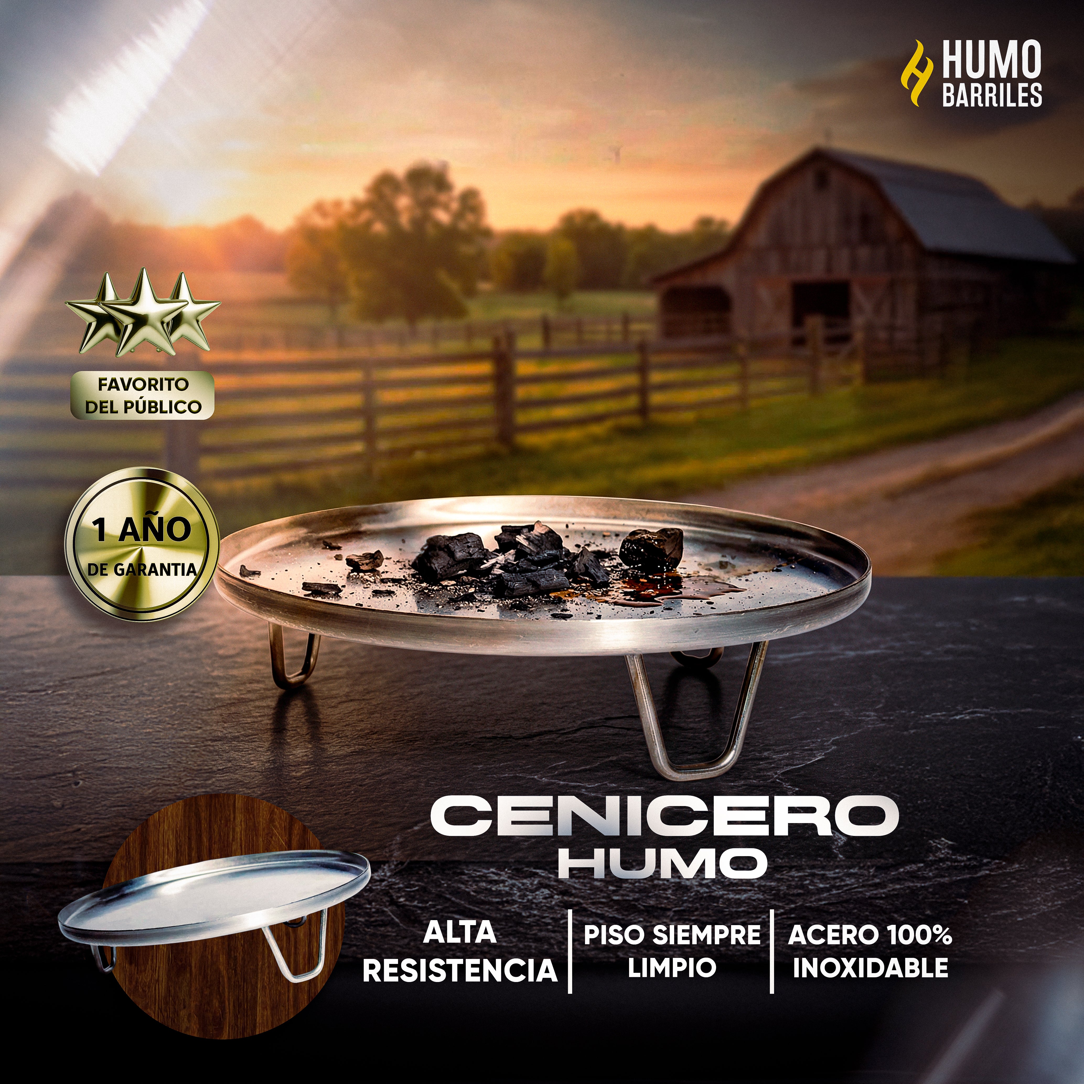 Accesorio Cenicero para Barril de 60 Libras de Humo Barriles