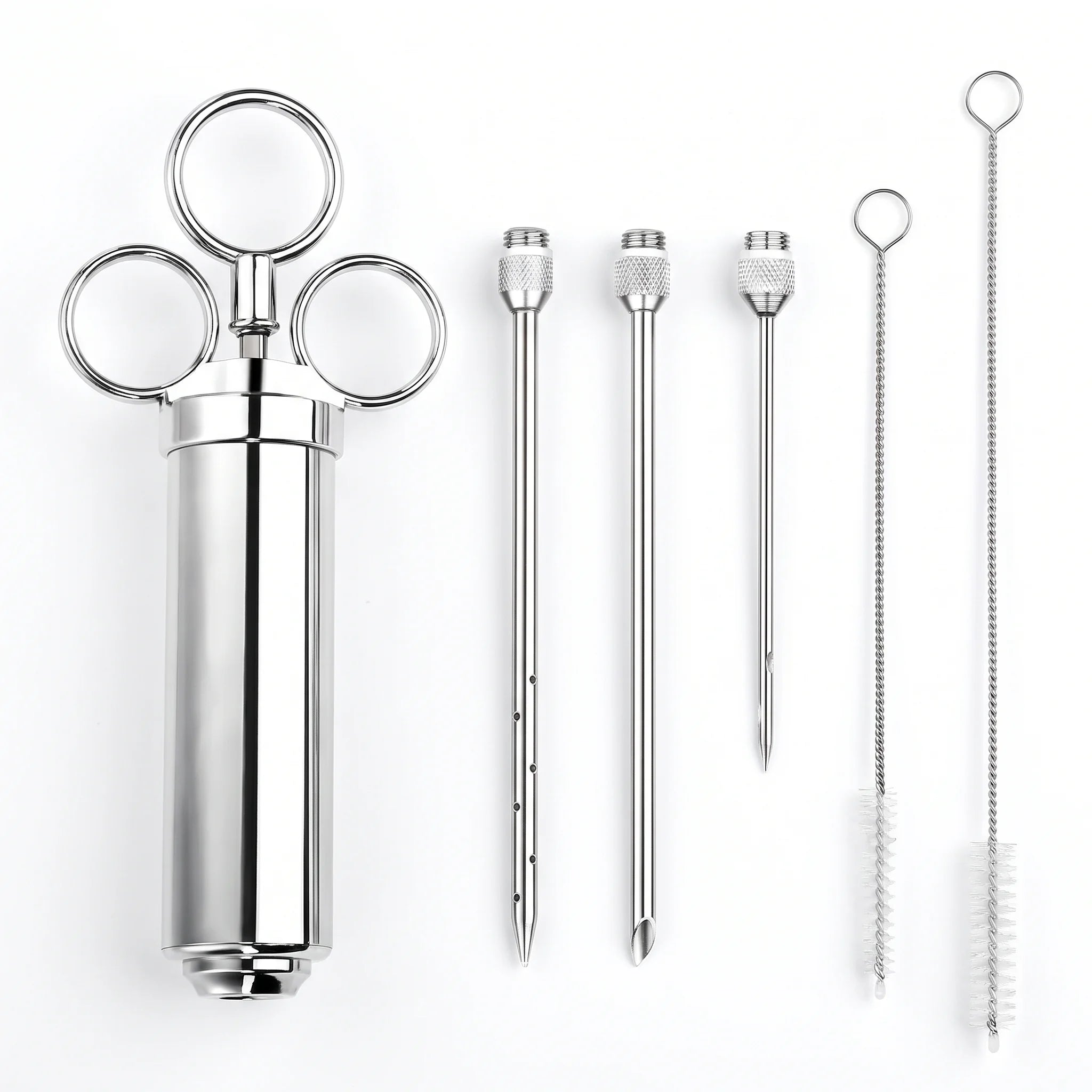 Inyector de Carne en Acero Inoxidable 60ml | 3 Boquillas + Accesorios