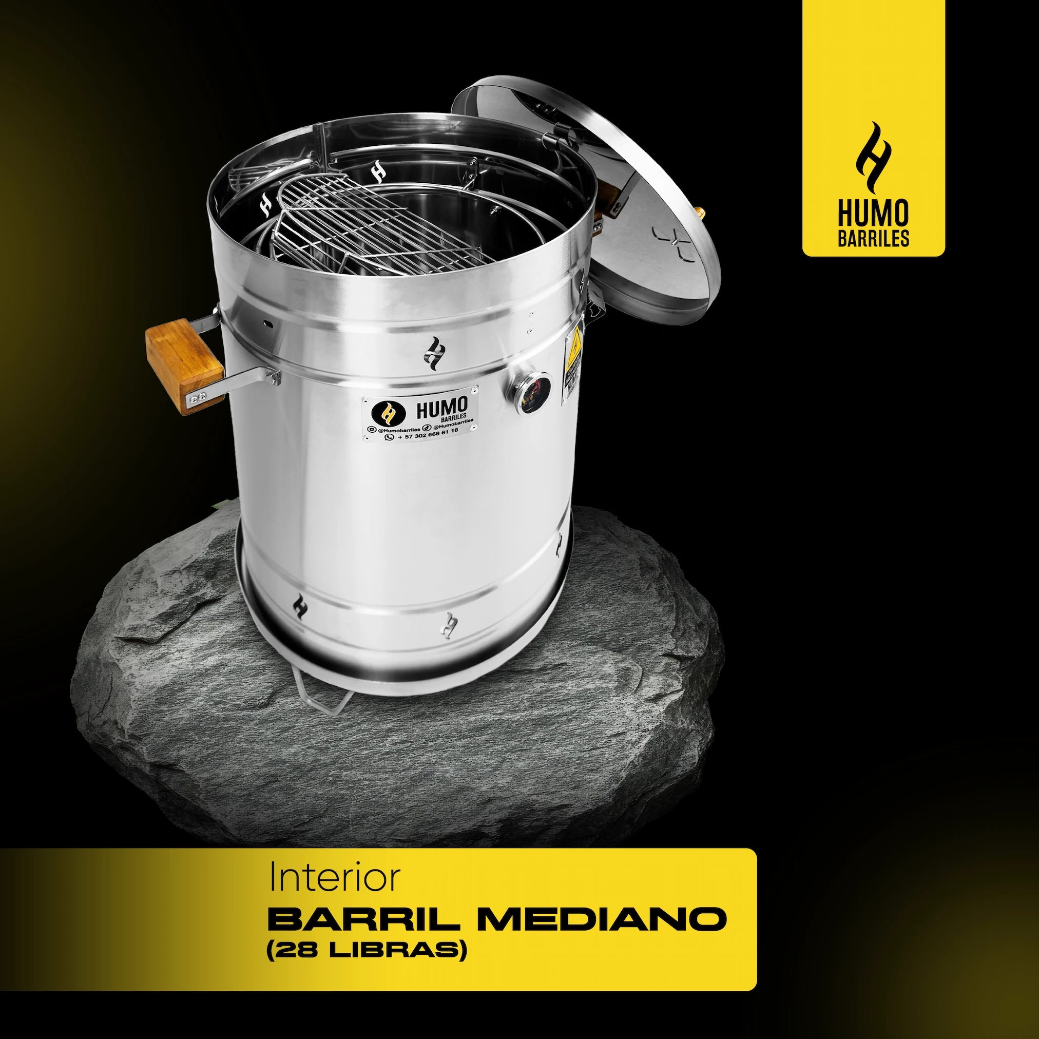 Presentación del Barril Mediano de 28 libras Humo Barriles
