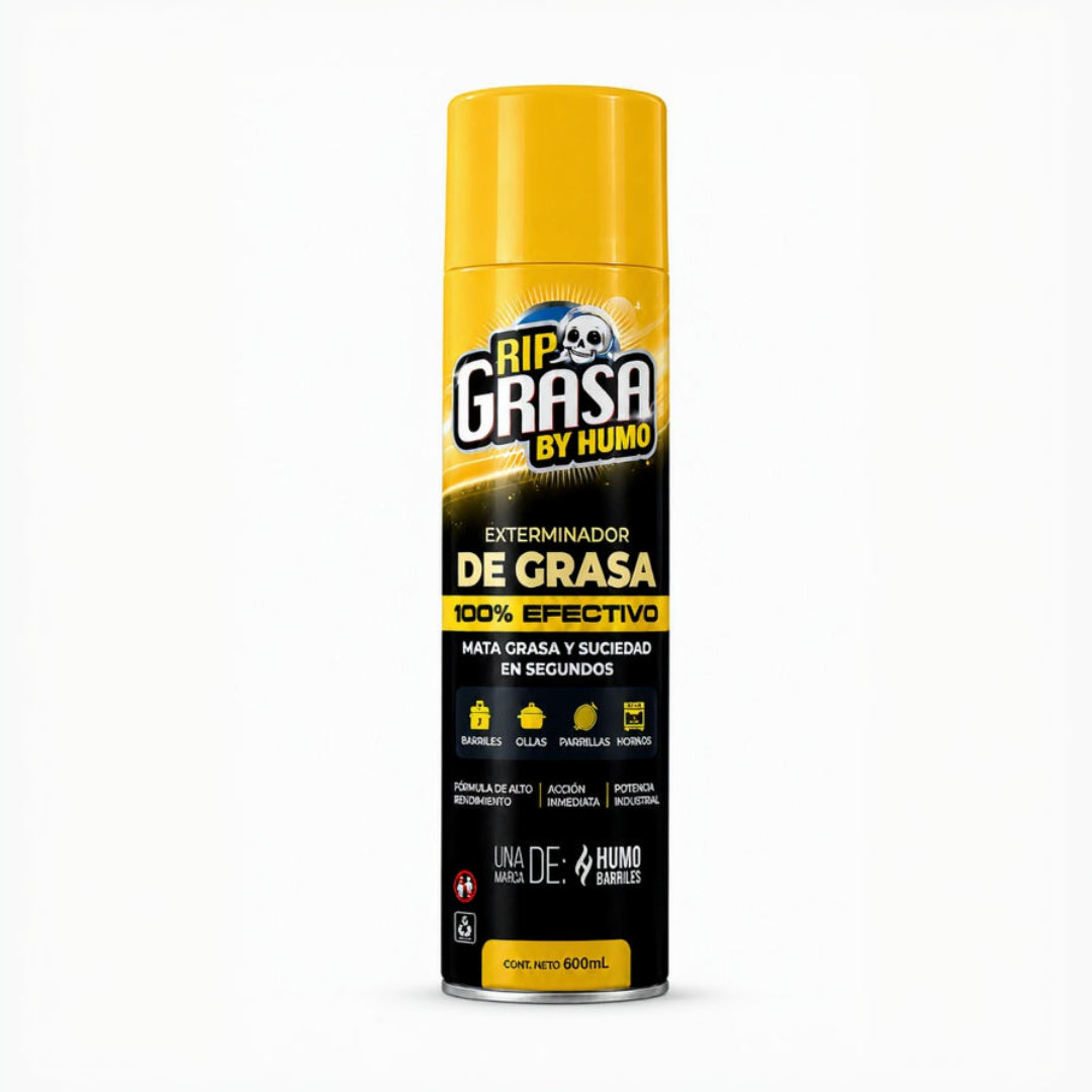aerosol quita grasa en foto producto sobre fondo blanco