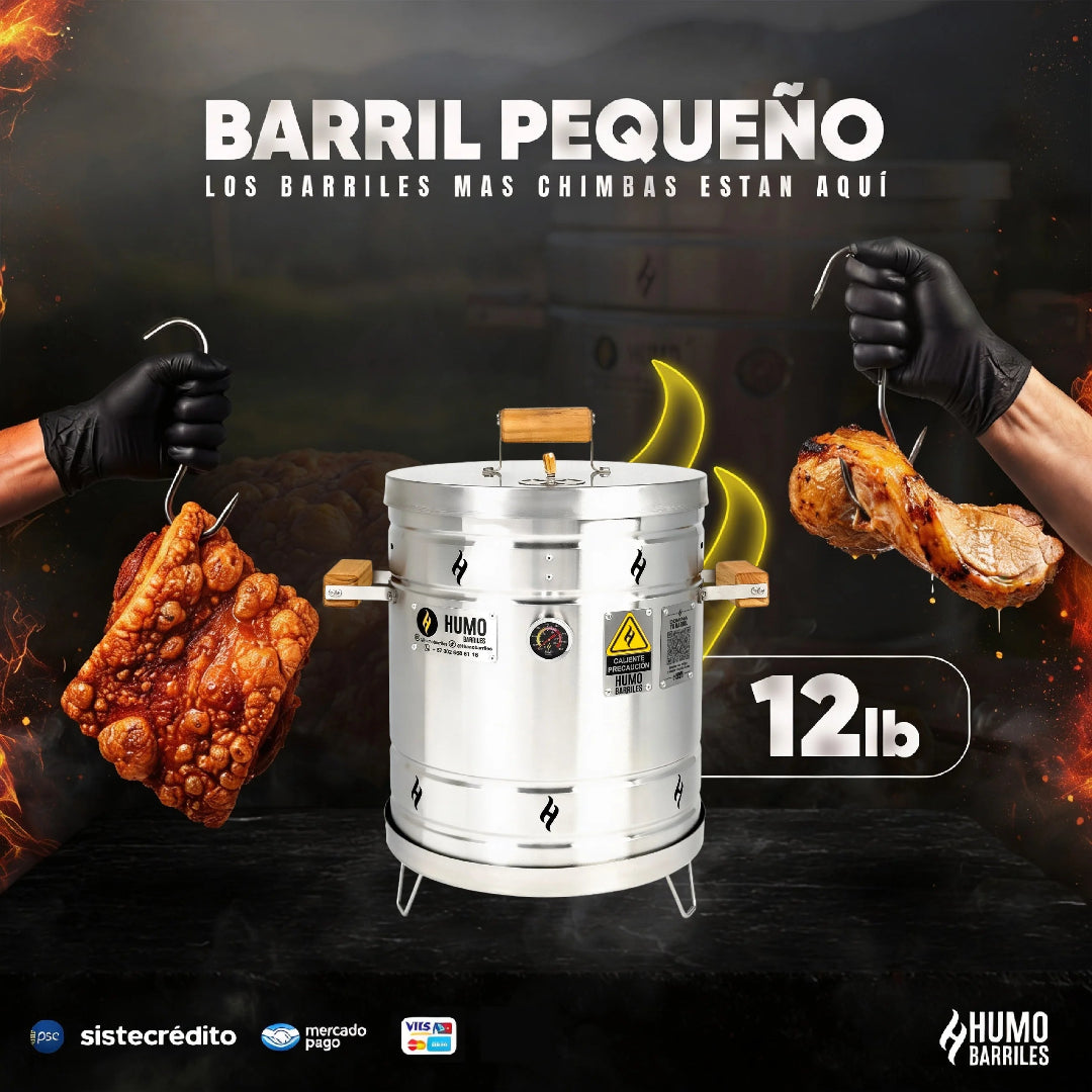 Barril 12LB Asador/Ahumador Pequeño para 15 a 18 Personas