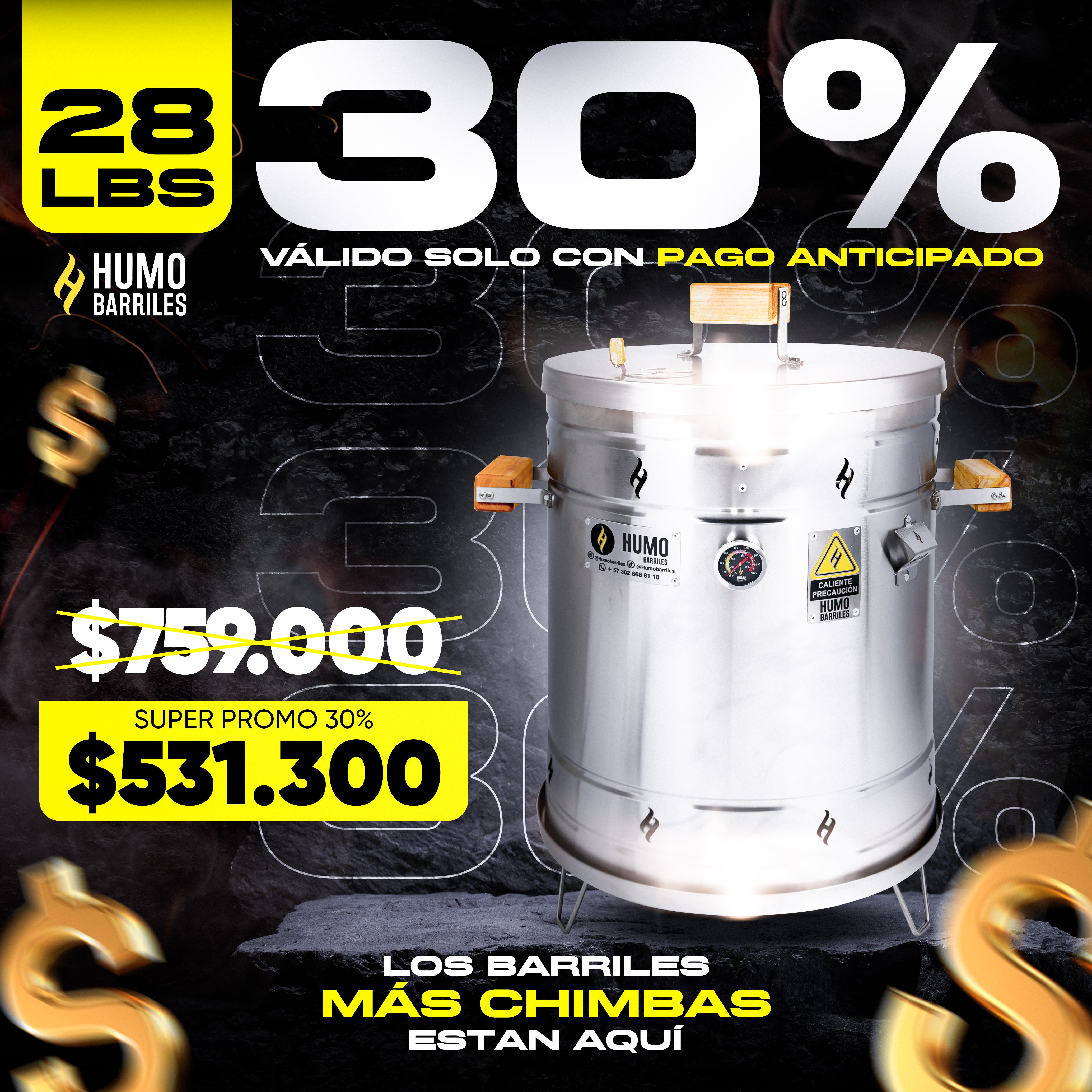 30% OFF Barril Mediano de 28LB