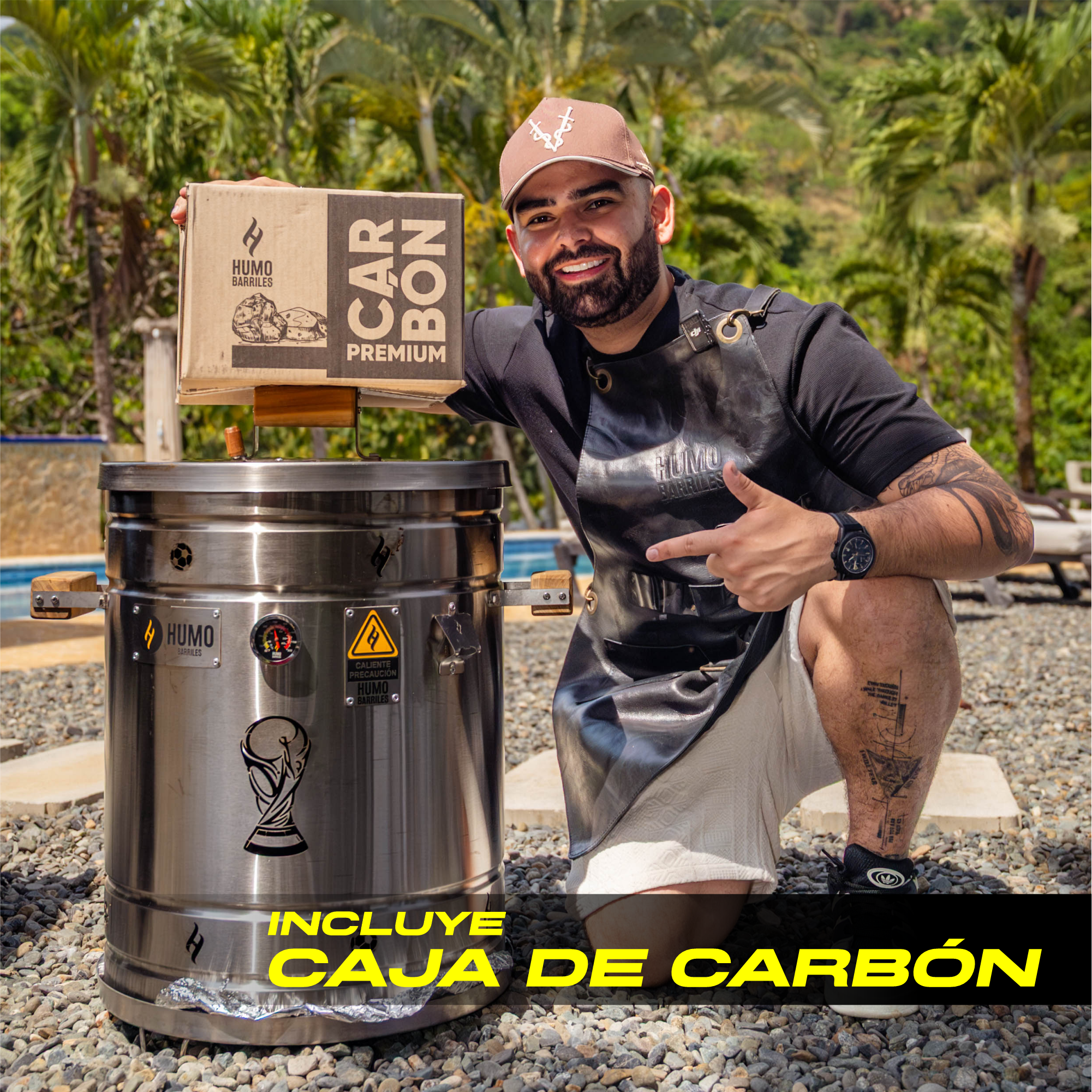 COMBO BARRIL ASADOR EDICION MUNDIAL 2026 + Carbón Premium