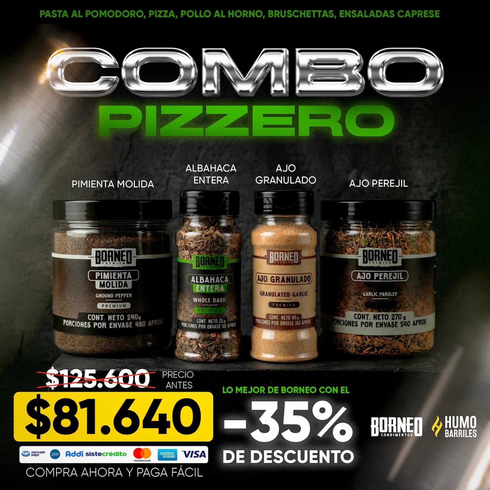 Combo Condimentos Pizzero Grande