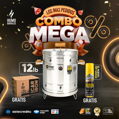 Barril 12LB Asador/Ahumador Pequeño hasta 18 Personas + Carbón y Desengrasante de Regalo