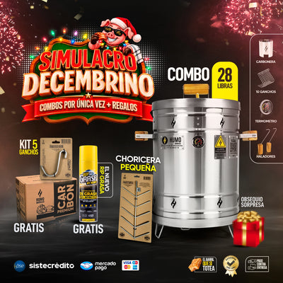 Combo Simulacro Decembrino Barril Asador/Ahumador Mediano 28 Lb Hasta 40 Personas + 5 Obsequios