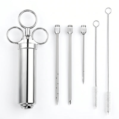 Inyector de Carne en Acero Inoxidable 60ml | 3 Boquillas + Accesorios