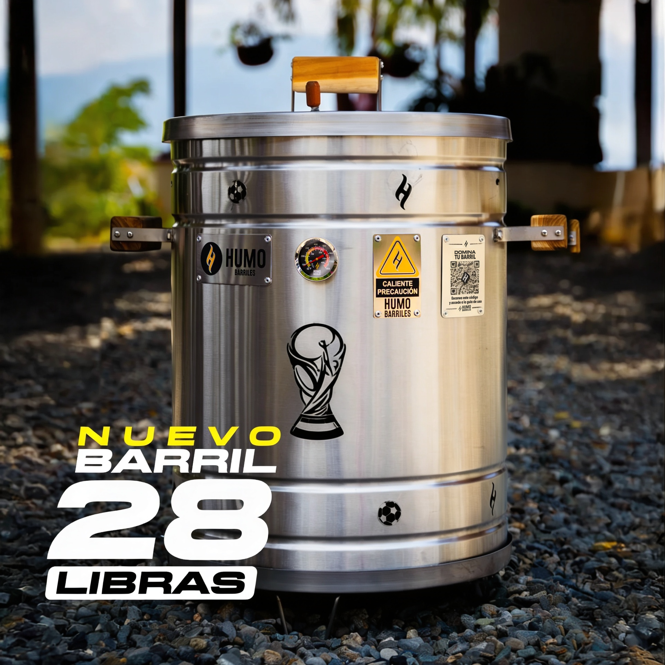 COMBO BARRIL ASADOR EDICION MUNDIAL 2026 + Carbón Premium