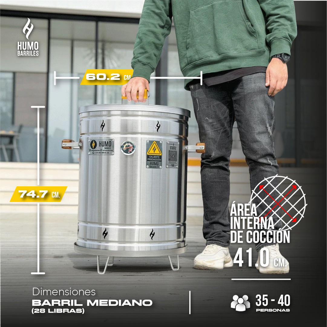 COMBO PRE CUMPLE Barril 28Lb para 35 a 40 Personas + RIP Grasa Y Carbón 2Kg GRATIS!